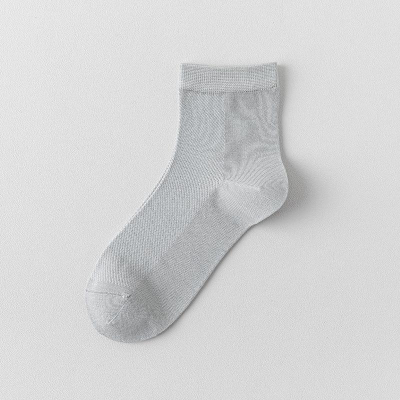 Female Spring and Summer Thin Leisure Pure Color All Build Sweat Absorption Breathable Mesh Moon Boneless Tube Socks