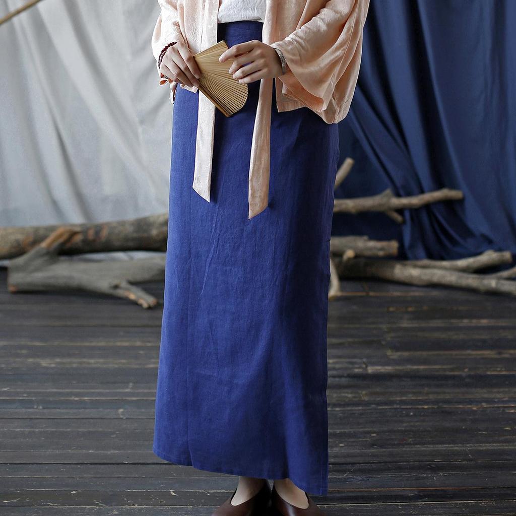 Johnature Women Vintage Linen Bandage Skirts Solid Color Autumn High Quality Women A-Line Skirts