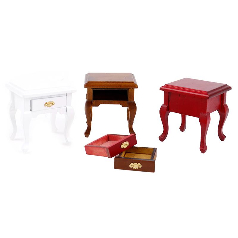 1:12 Wooden Bedroom Dollhouse Miniature Bedside Furniture Accs