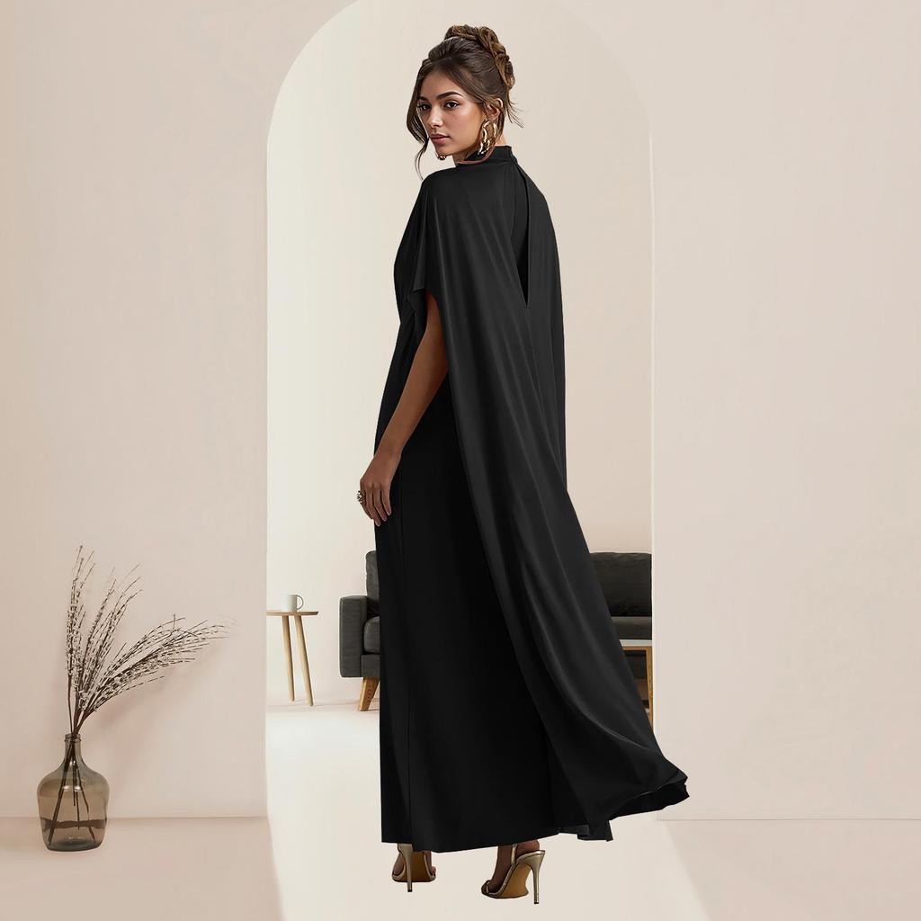 Damen Figurbetontes Taillenbetonendes Knopf-Schal-Kleid mit Rundhalsausschnitt