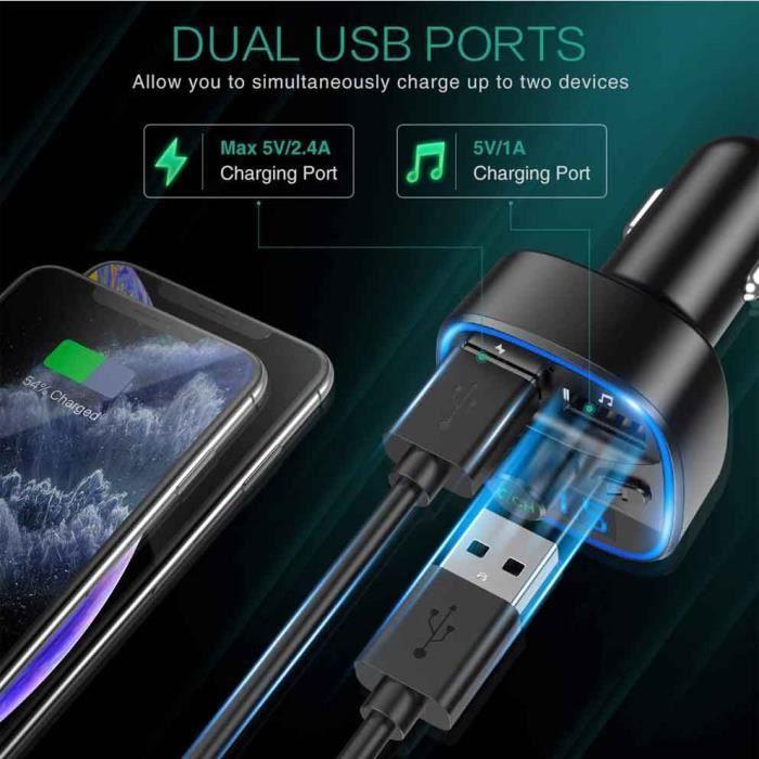 Bluetooth FM Transmitter - FOLAYA - Dual USB Ports - QC3.0 - Hands-Free Calls - LED Display