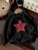 Retro Five Pointed Star Pattern Print 2025 Autumn Winter Women's Hoodie Round Neck Long SleevedCasual Women'sClothing Streetwear