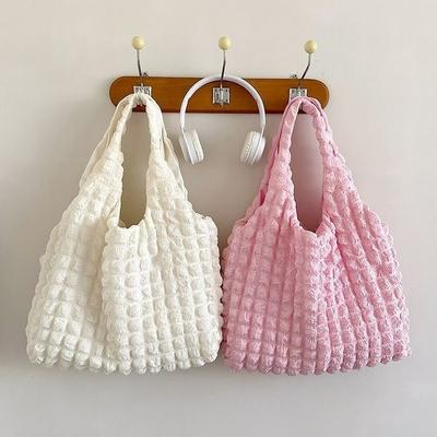 Folded Bubble Puff Bag Girl Shoulder Hand Carry Work Bento Bag Tide Large Capacity Cloud Underarm Tote Bag
