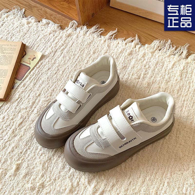 Velcro little white shoes women's 2025 spring new ins retro versatile casual board shoes pink platform German training shoes