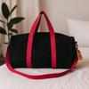 Gym Duffel Bag Black Cylindrical Cherry Pink Straps