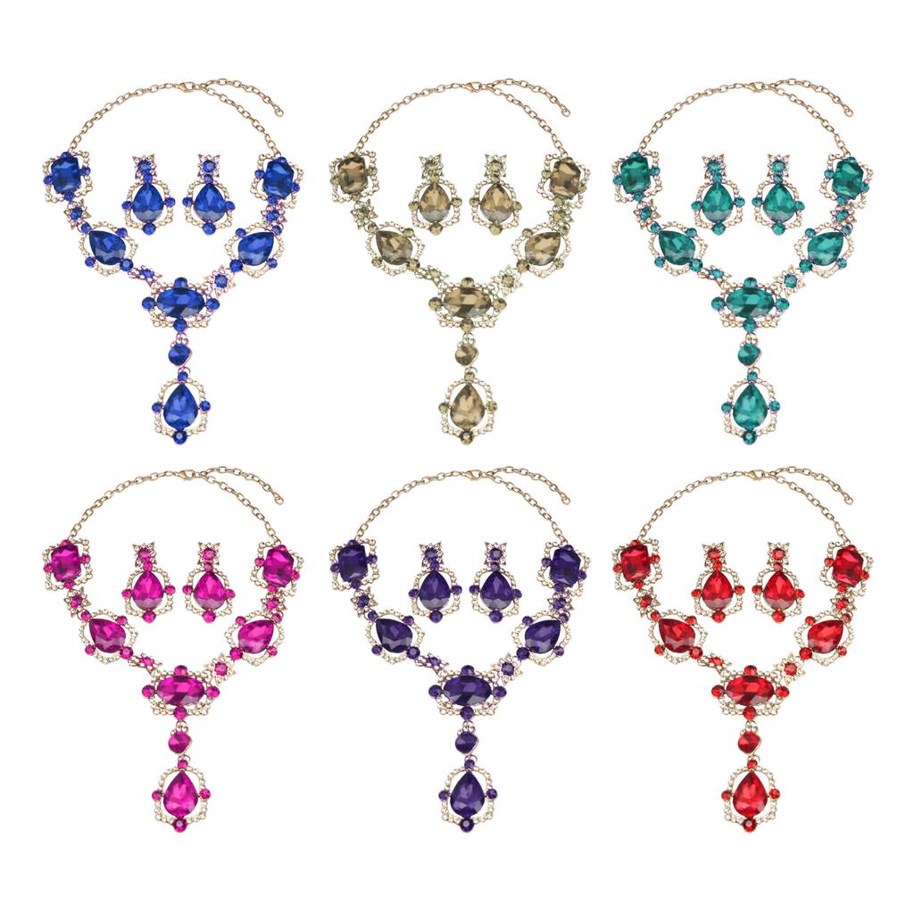 Elegant Crystal Gemstone Necklace And Earrings Set Sparkling Jewelry Set For Formal Occasions Featuring Vintage Designs