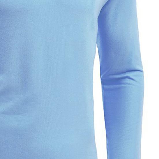 Autumn Spring Men Sport Top Slim Fit V Neck Pullover Stretchy Long Sleeves Pure Color Mid Length Fitness Exercise Daily Wear Shirt