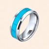 Fashion trendy men's titanium steel ring, shell patch dripping turquoise ring