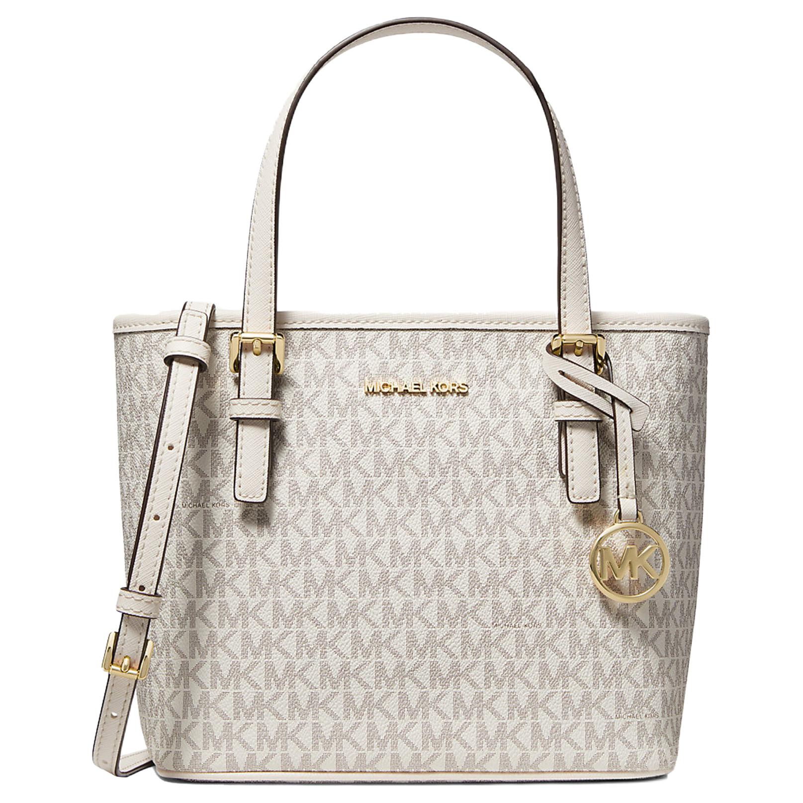 

Жіноча шкіряна сумка-тоут Michael Kors MK Jet Set Monogram Color Block Кремово-Біла 35T9GTVT0B-278 Basic Set (Bag+Dust Bag)