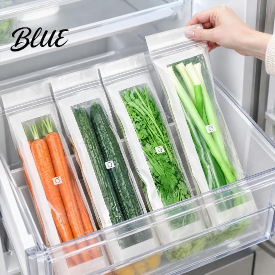 BPA Free Food Pouches Reusable Storage Bags Extra Long Sealable PE Fresh-keeping Airtight Seal Bags Leakproof Kitchen Organizers for Vegetables