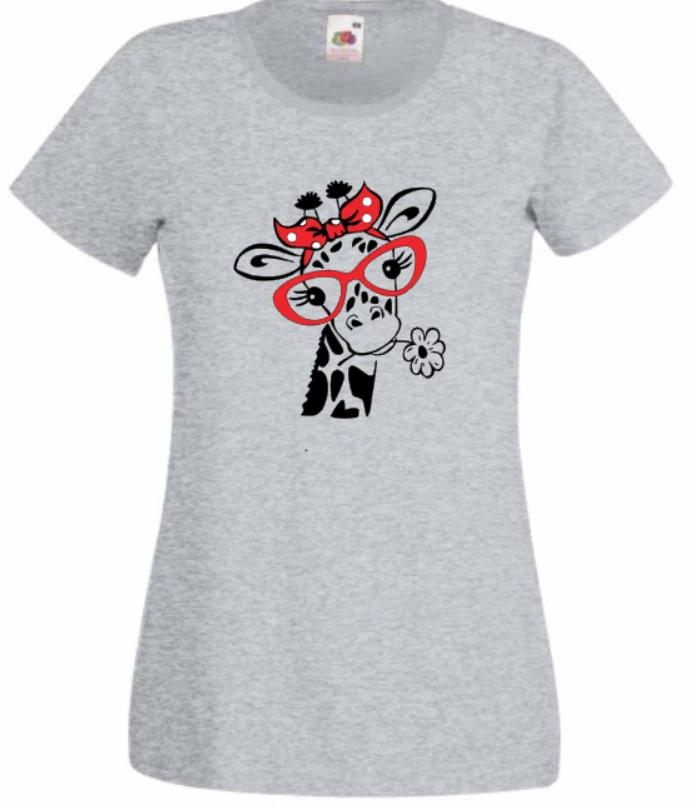 Giraffe t shirt kids grey glasses bow cute design fashion UK new top FOTL 150