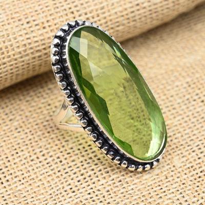 Grüner Amethyst-Edelstein, handgefertigter Ring aus 925er Sterlingsilber, Schmuck für die Liebe