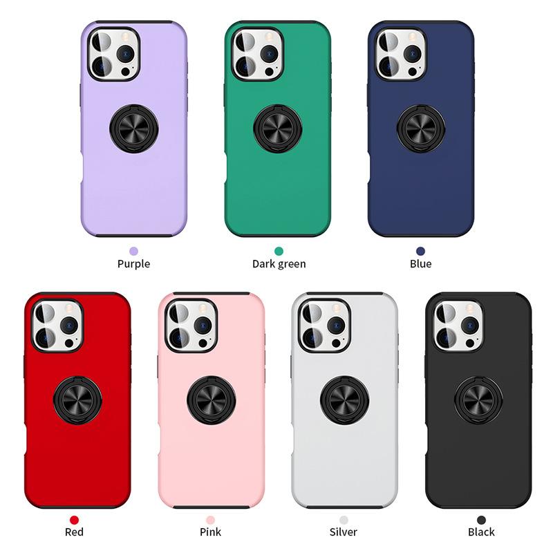 16 Plus Ring Holder Plastic Hard Shell Phone Case for IPhone 16 15 14 13 12 11 Pro Max XS X XR 7 8 Magnetic Shockproof Cover