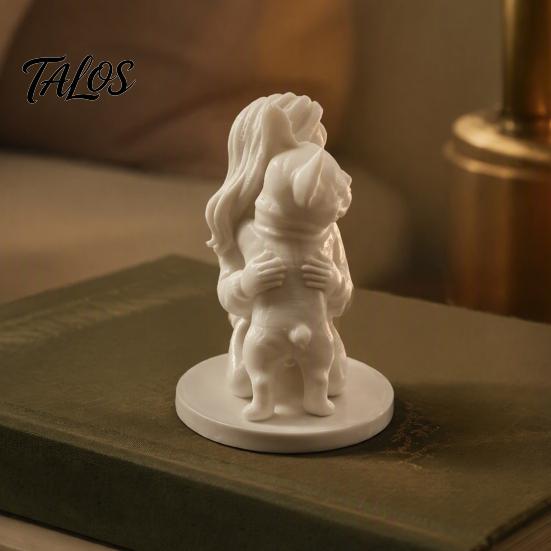 3D Printed Pet Figurines Dog And Owner Figurine, Minimalist Bulldog Girl Statue, PLA Material Ornaments Healing Hugging Sculpture for Home Office