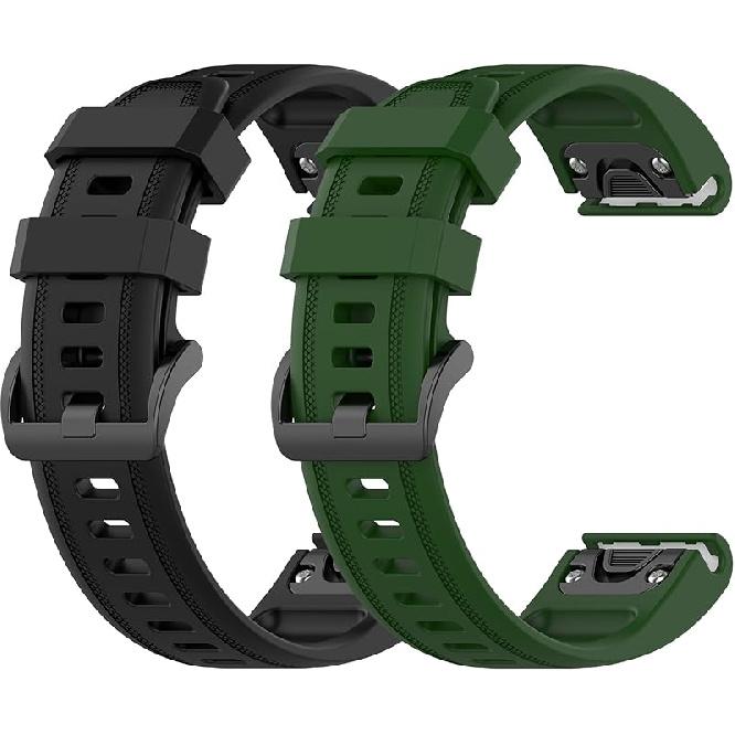 Compatible with Garmin Approach S70 47MM Band Soft Silicone Bands Sport Watch Strap Replacement Adjustable Wristband for Garmin Approach S70 47MM/ Black&ArmyGreen