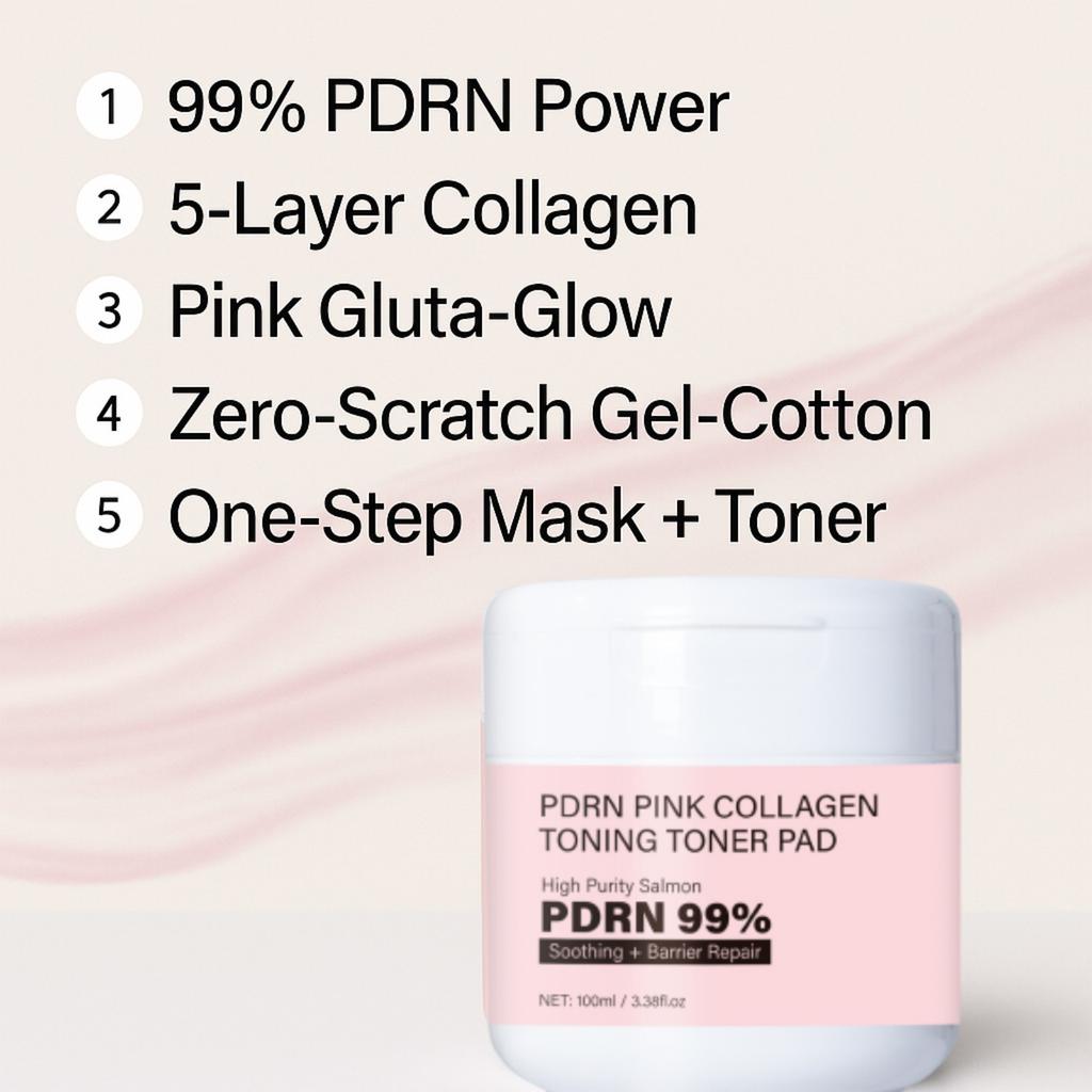 PDRN COLLAGEN TONER PAD Soothing, Uneven Skin Tone 60Pads