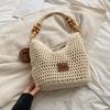 Damen Mode Handgewebte Strandtasche für den Urlaub Hohl Gestrickte Handtasche Große Kapazität Schulter Unterarmtasche