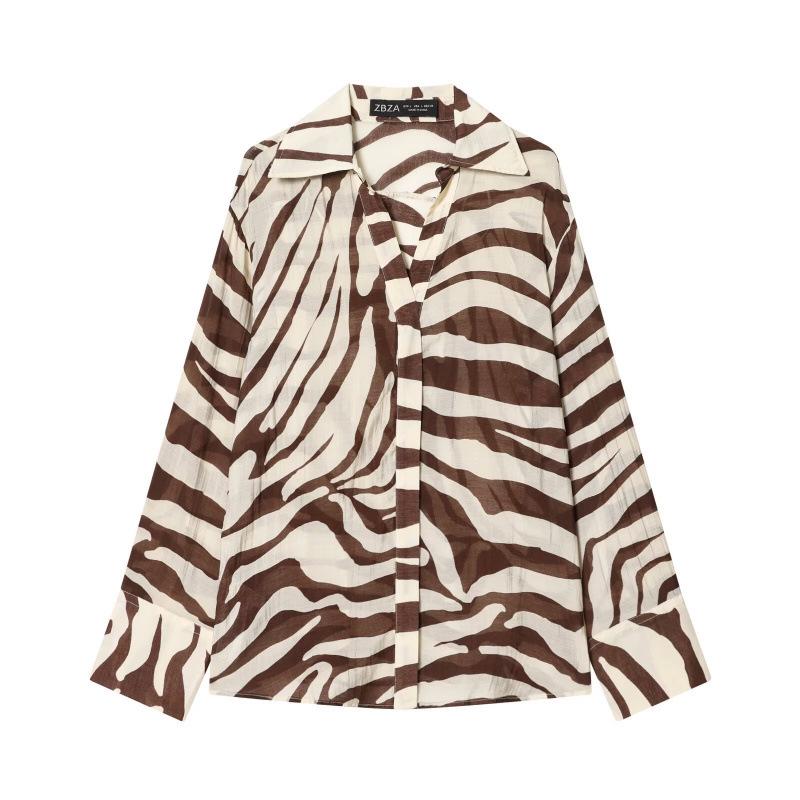2025 Winter European Zebra Print Shirt  Pants Set Small рубашки