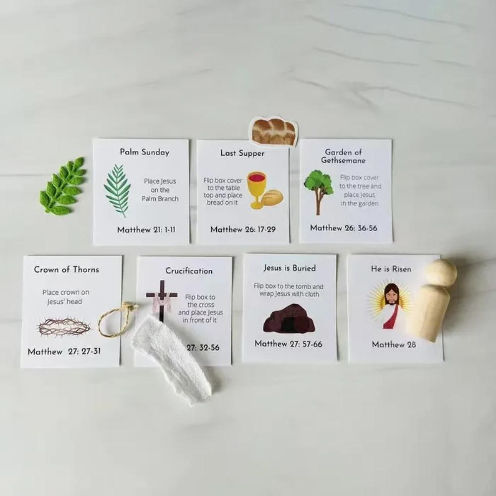 Multi-purpose DIY Easter Holy Week Box Mini with Storage Box Easter Resurrection Game Box Reusable Religious Ornament Kids