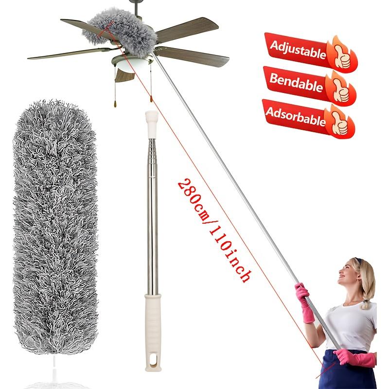 Extra langer Teleskopstaubwedel, 142/252/280cm - Verstellbar, biegsame Mikrofaser-Staubwedel, für Wohnzimmer, Schlafzimmer, Küche, Auto und Außenbereich