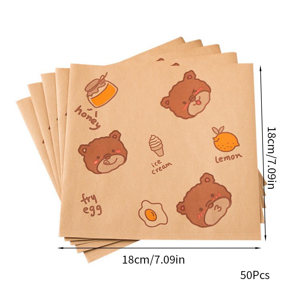 50Pcs Sandwich Wrappers Food Wax Paper Hamburger Fries Bread Baking Oil Paper Wrapping Baking Tools