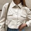 Women Cropped Pu Leather Jacket Street Style