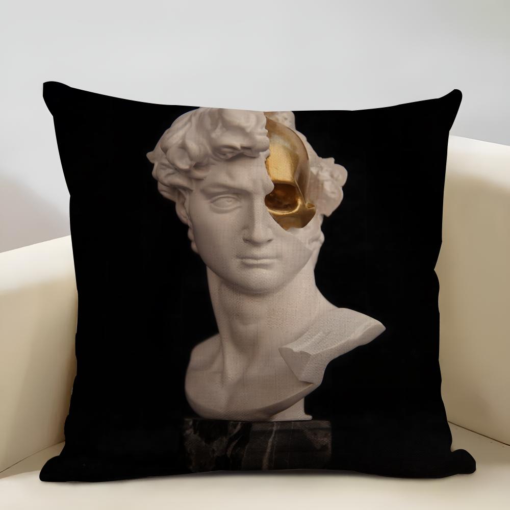 David Sculpture Cushion Cover Household Decoration Linen Sofa Cushion Cover: Skin-Friendly & Breathable With Invisible Zipper