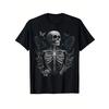 Gothic Skeleton Fairycore Graphic Tee Soft Cotton Short Sleeve Round Neck Casual T-Shirt for Men