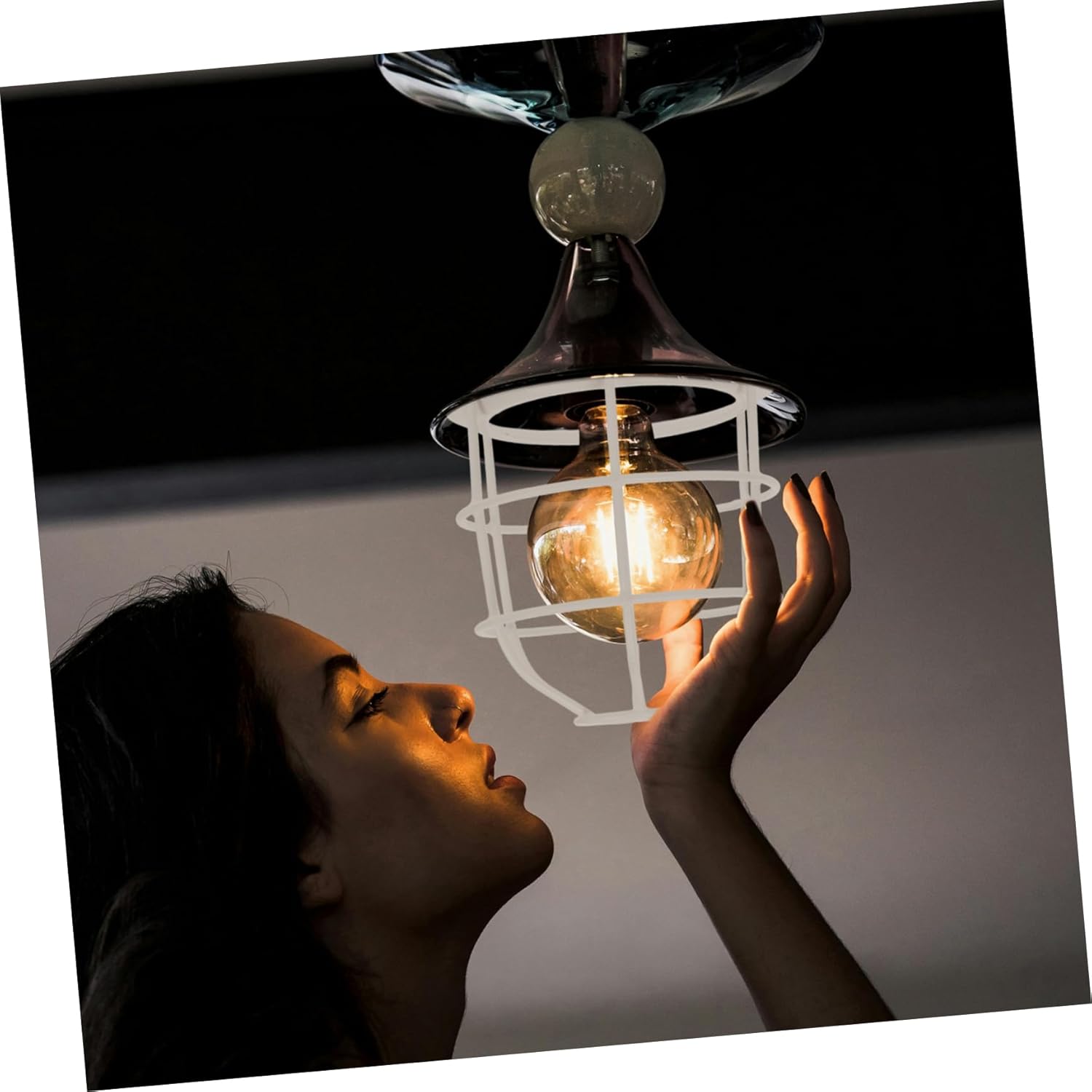 

jojofuny Metal Lamp Shade Bulb Guard Pendant String Light Lamp Cover Industrial Wire Bulb Protector for Ceiling Fan Light Fixture