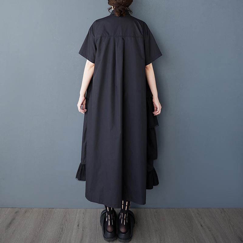 DIMANAF 2025 Women Plus Size Summer Dress Casual Dress Basic Vintage Lace Spliced Buttons Loose Long Dress