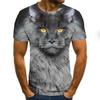 Summer Trendy Street Lion 3D Digital Printed T-shirt Casual Short Sleeve Shirt