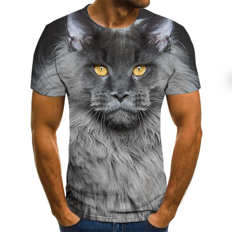 Summer Trendy Street Lion 3D Digital Printed T-shirt Casual Short Sleeve Shirt