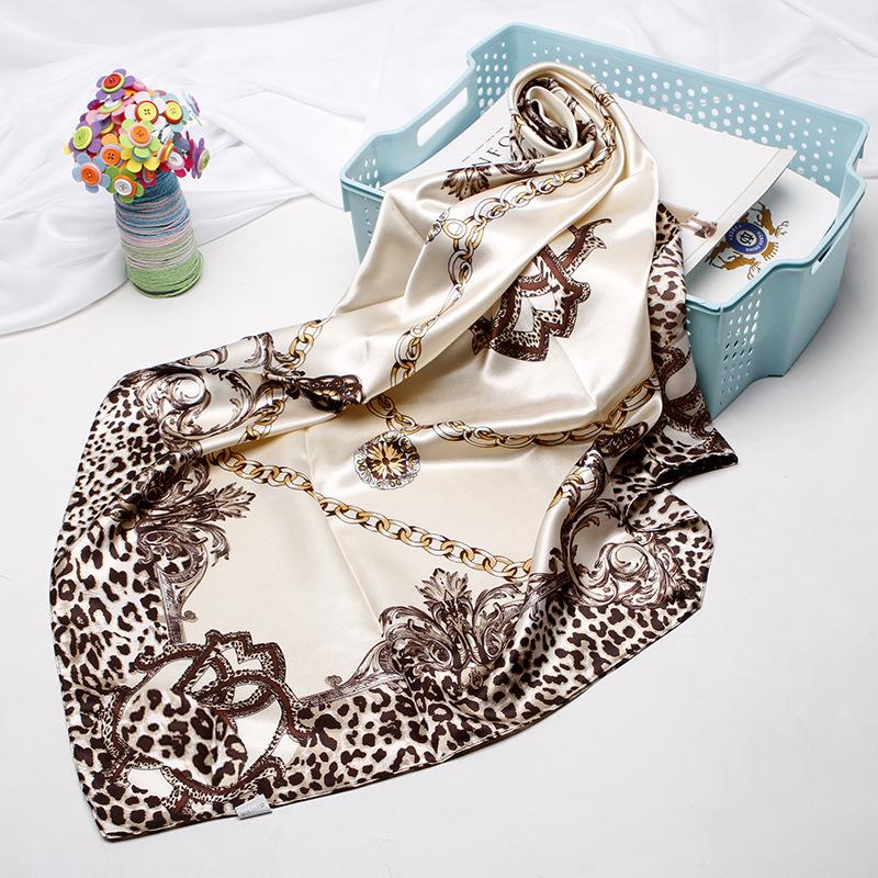 Fashion Kerchief Silk Satin Neck Scarf For Women Print Hijab Scarfs Female 90*90Cm Square Shawls And Wraps Scarves For Lady