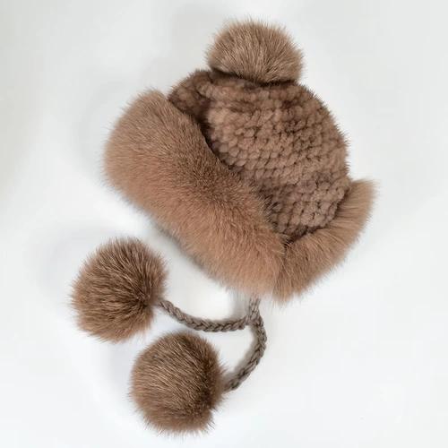Fox Hair Lei Feng Hat Women's Winter Thickened Warm Mink Fur Hat Women's Korean Version Versatile Mink Ear Cap