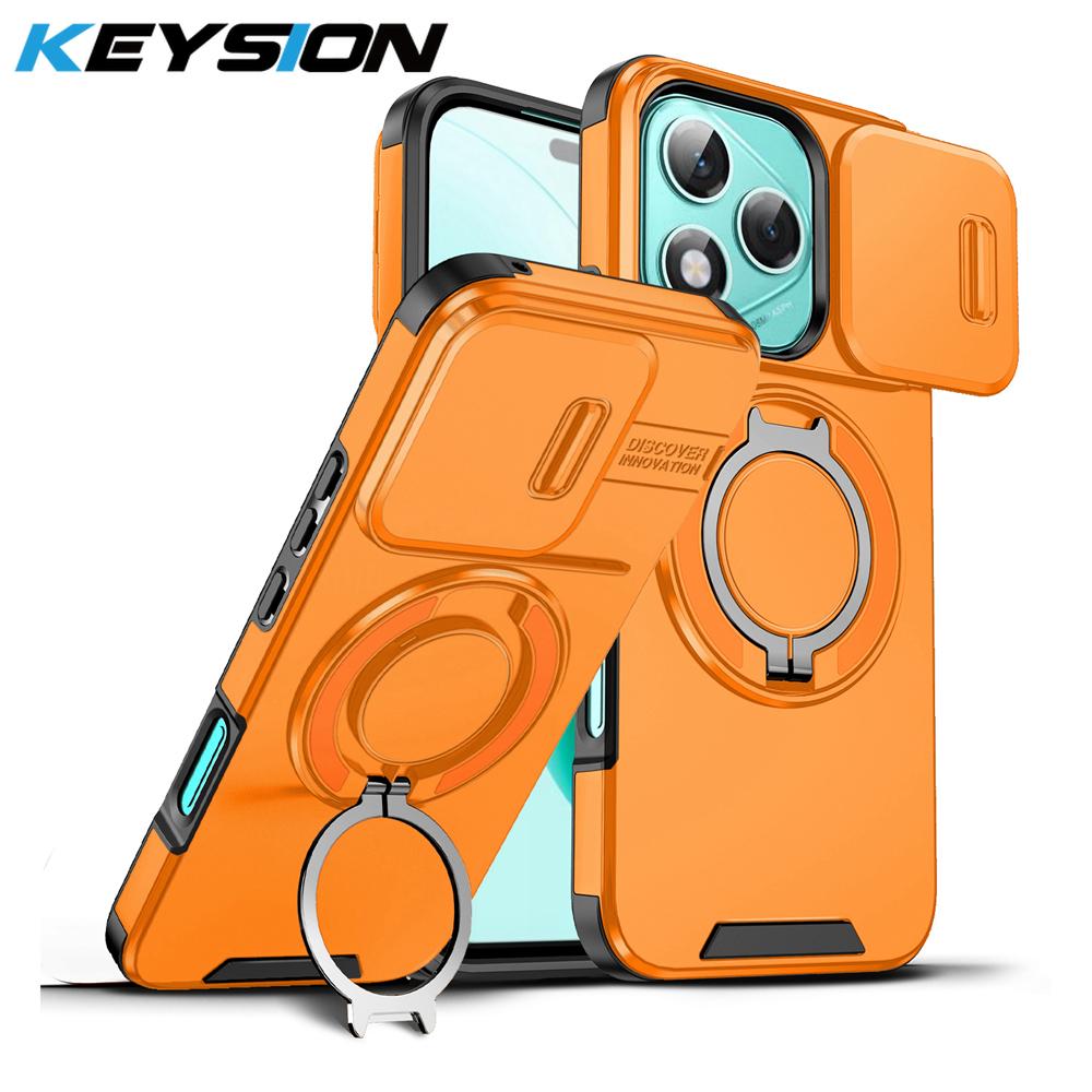 

KEYSION Чехол для телефона с кольцом-подставкой 360° для HONOR 400 Lite 5G, с защитой камеры-слайдера, магнитный, противоударный, задняя крышка для Honor 400 Lite for Honor 400 Lite оранжевый