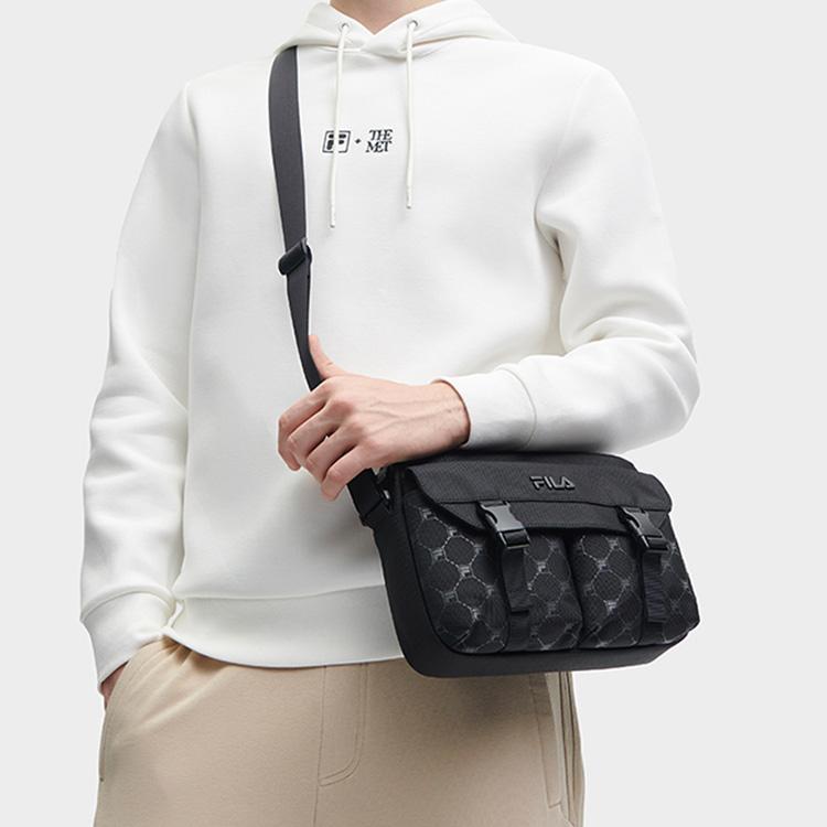 Fila Logo Print Fabric Vintage Shoulder Crossbody Bag Men Bags F13M348102FBK