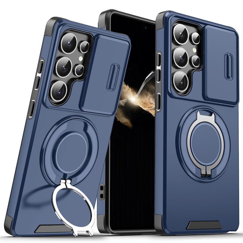 For Samsung Galaxy S25 Ultra 5G Case Magnetic Holder Ring Phone Case For Samsung S25 + Plus S 25 Ultra Slide Camera Back Cover