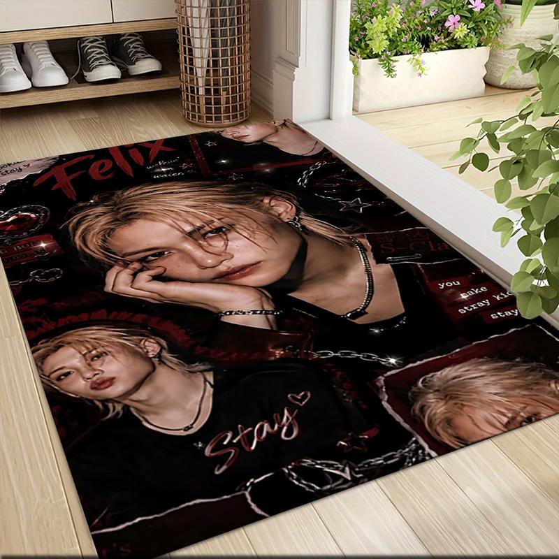 Stray Kids Felix Aesthetic Carpet Rug Soft Washable Anti Slip Home Living Room Sofa Mats Personalized Christmas Rug