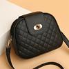Women's Quilted Crossbody Bag, Small Trendy PU Leather Shoulder Bag, Casual Versatile Vintage Round Phone Bags for Women Purses