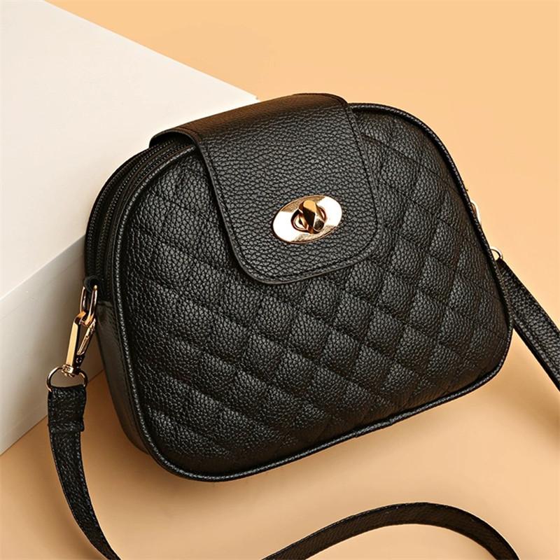 Women's Quilted Crossbody Bag, Small Trendy PU Leather Shoulder Bag, Casual Versatile Vintage Round Phone Bags for Women Purses