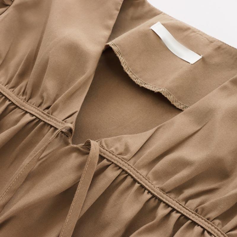 Shop   Women S 100  Cotton Ruffle Tie Puff Sleeve blouSe Brown Ean Wbl 12088