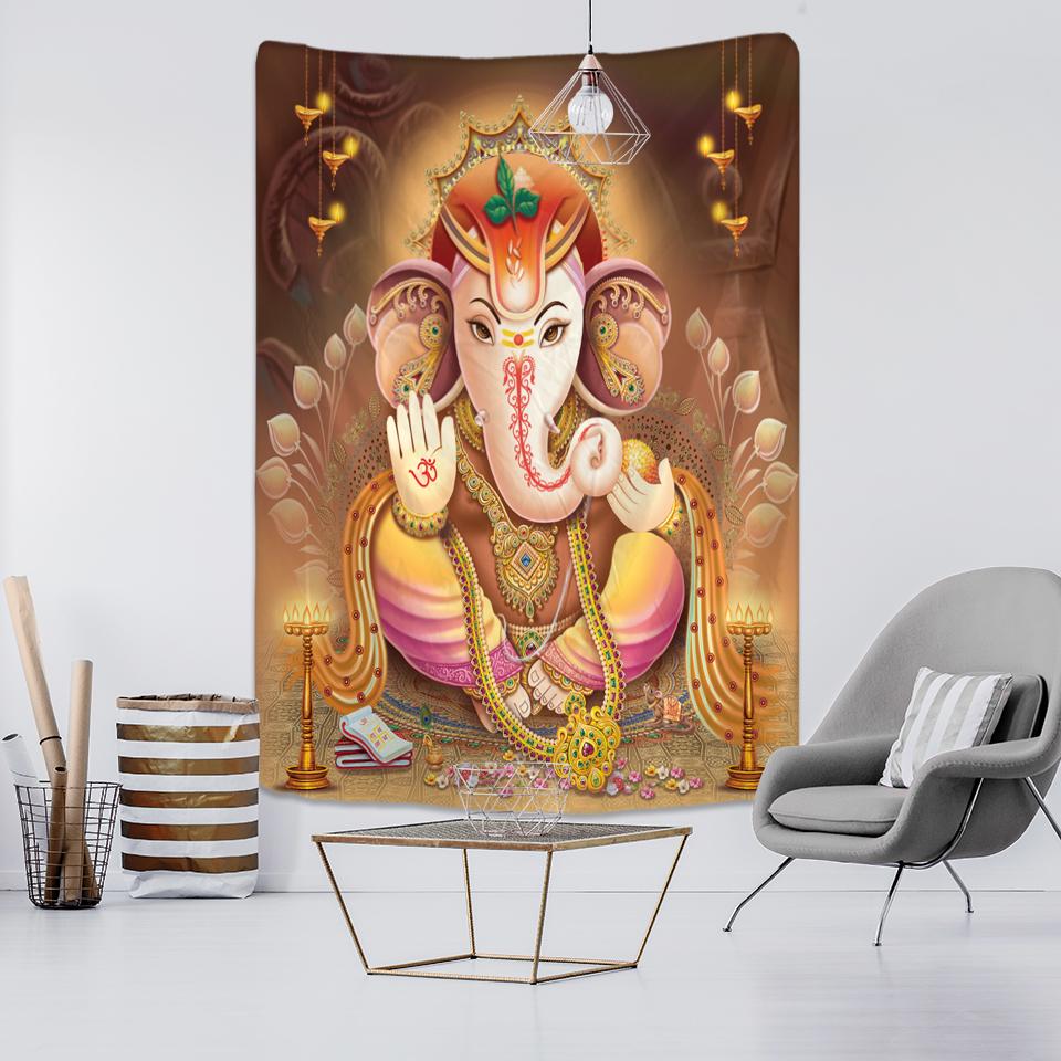 Tapiserie Elefant Budist Agățat pe Perete Stil Boem Thai Colorat Covoraș de Masă Artă Imprimată Decorare Living