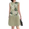 ZANZEA Women Casual Round Neck Sleeveless Print Patchwork Pleated Dress
