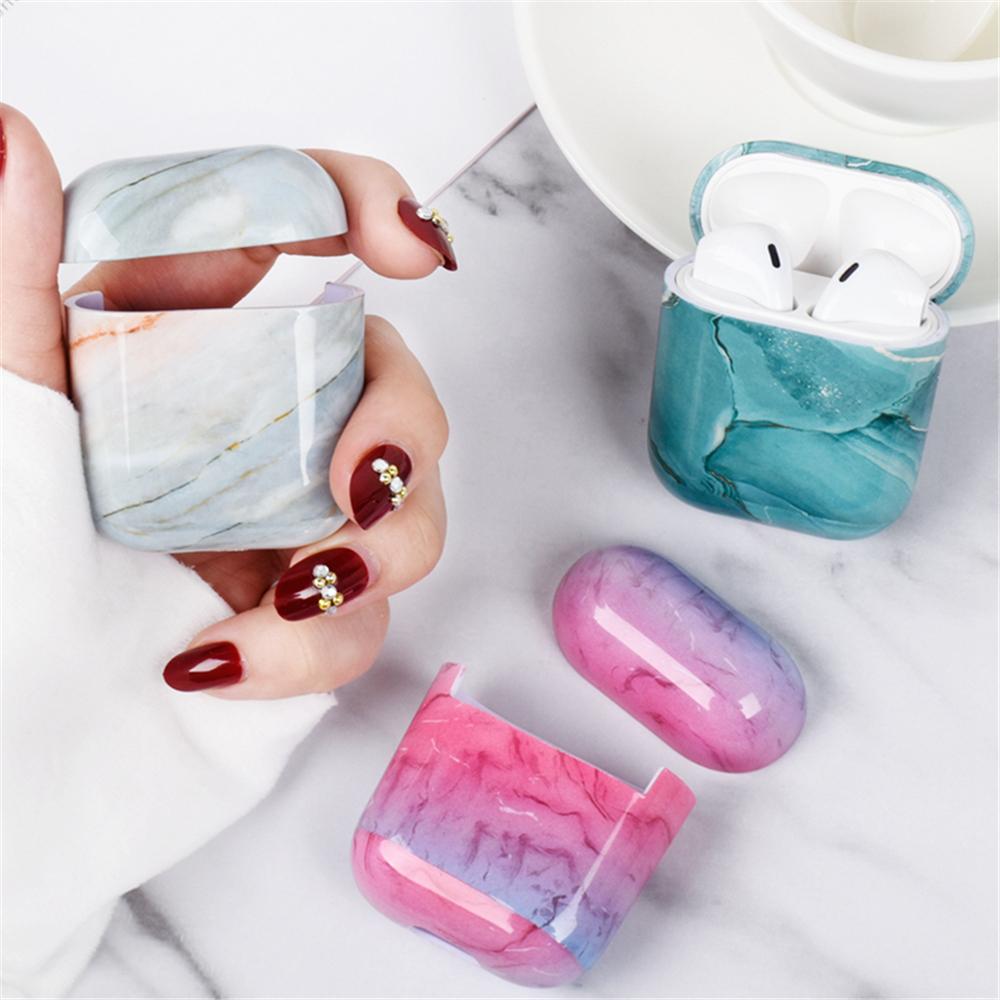 Fashion Charging Box Dust Guard Hard PC Protective Case Cover Bag Shell Marble Stone