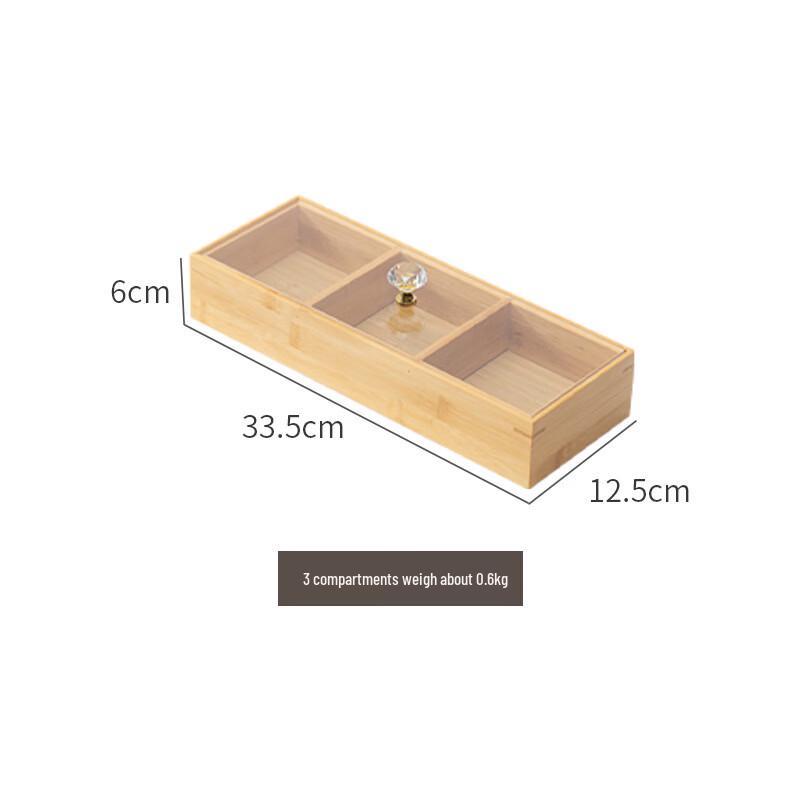 Bamboo Dried Fruit & Snack Serving Tray 3-Grid
