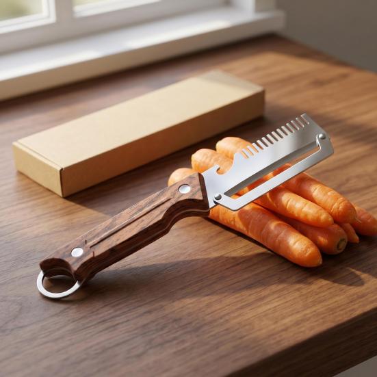 Vegetable Peeler with Ergonomic Handle, Wide Blade Stainless Steel Peeler for Potato Carrot Fruit, 3-in-1 Fruit Peeler Scallion Shredder And Bottle