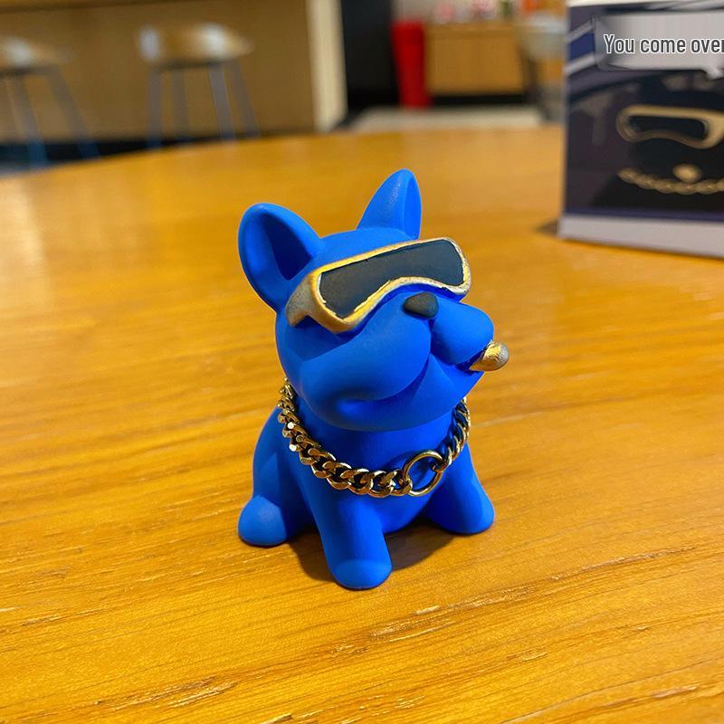 

Baimao Cool Bulldog Resin Ornament with Sunglasses - Trendy Car & Home Decoration Color Box Packaging