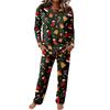 Round Neck Long Sleeve Wide Leg Pants Set, Casual Home Pajama Sleepwear