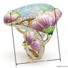 Anillo Floral Delicado de Moda Color Dorado Lavanda Fucsia Loto Esmalte Corte Oval Piedra de Fuego Anillos de Compromiso Nupciales Para Mujeres