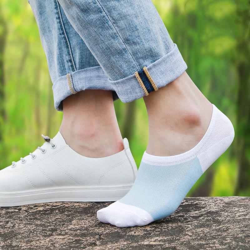5 Pairs No Show Men Boat Socks Summer Non-Slip Silicone Invisible Cotton Socks Breathable Male Ankle Socks Slippers